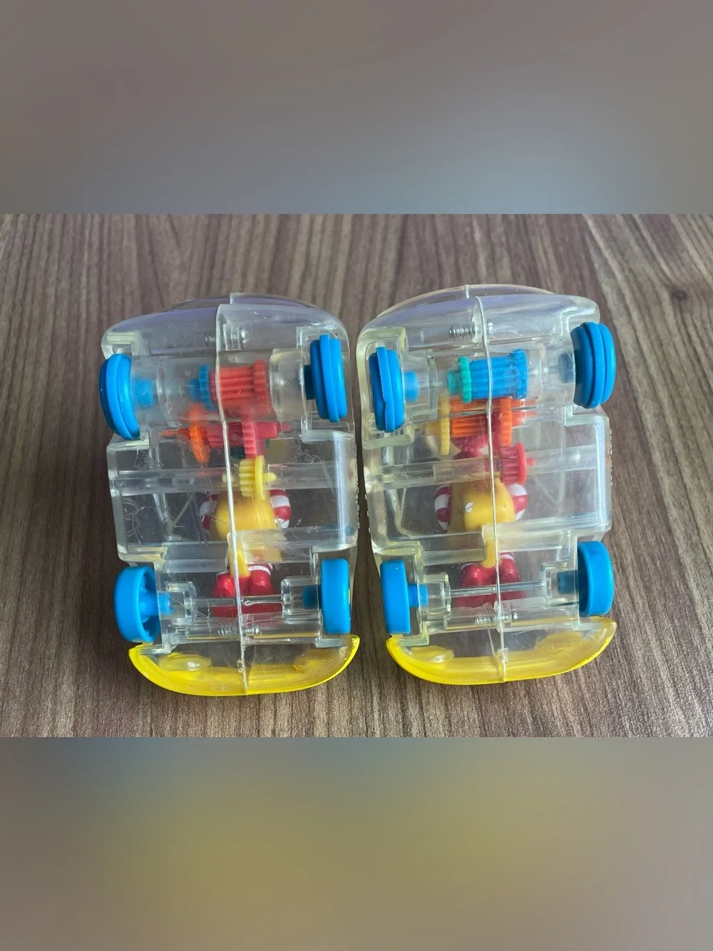 Vintage 1996 McDonald's Ronald McDonald Clear See-Thru Gear Cars Lot of 2